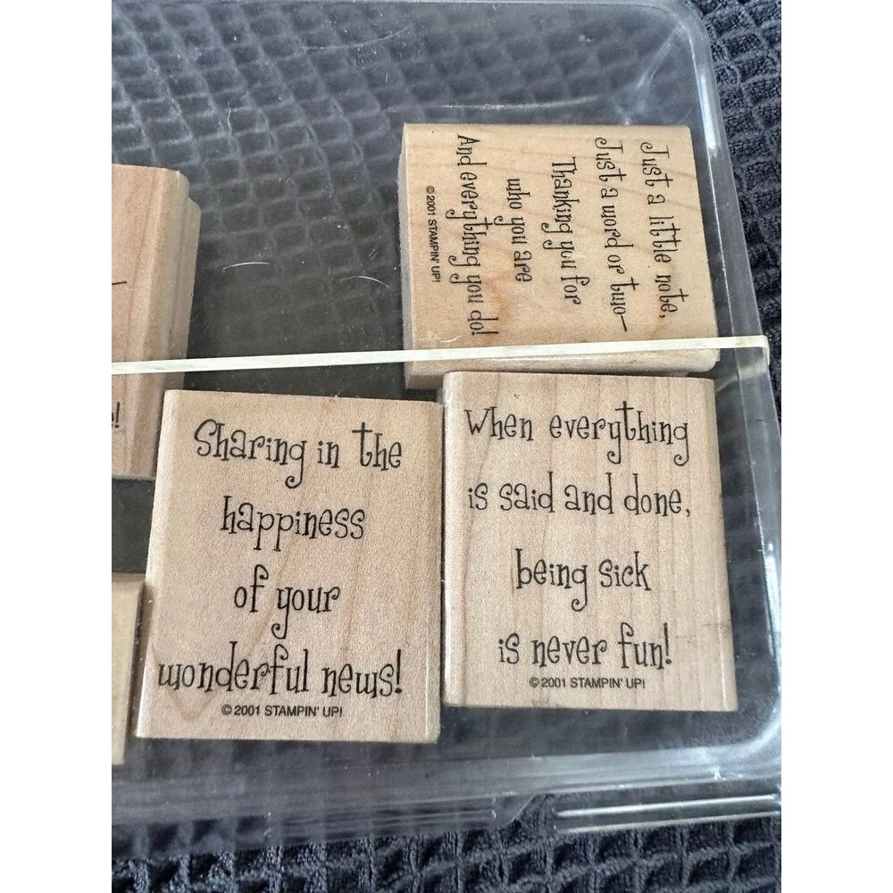 2001 Stampin Up! 6 Block Stamping Kit VTG Get Well Sharing Happiness Etc.